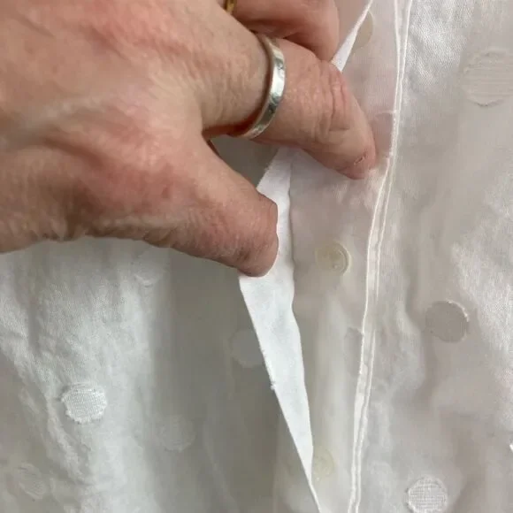 Chicos White Polka Dot embroidered on white background Button-Up Shirt (2) - Picture 5 of 13